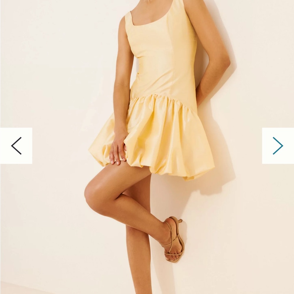 Anthropologie Hutch Yellow Ruffle-Hem Mini Dress